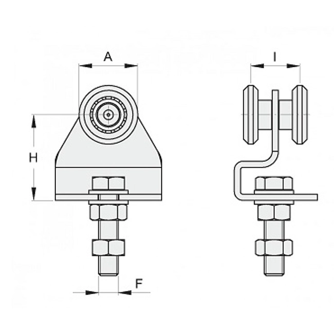 Vendita online Carrello scorrevole 2 ruote Ø 24 mm. art.2RS